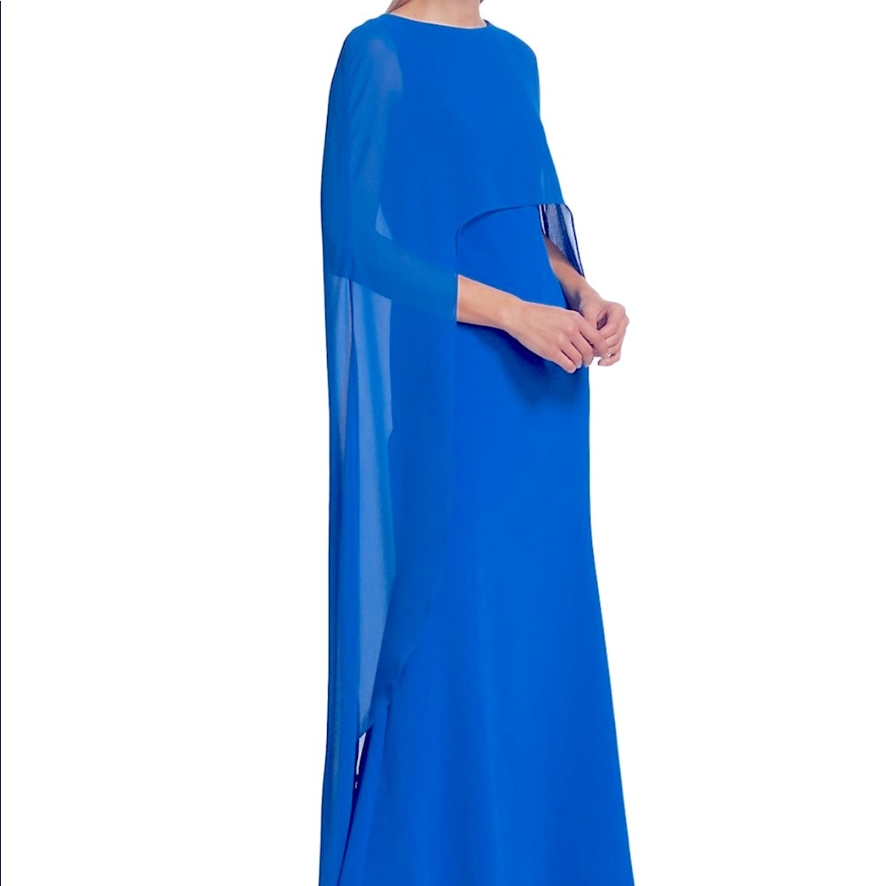 NWT BADGLEY MISCHKA GEORGETTE CAPE GOWN - Picture 12 of 16